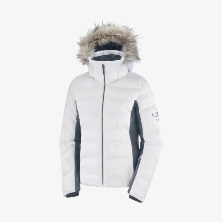 White Salomon Stormcozy Insulated Hoodie Women's Ski Jackets | PH 37582W